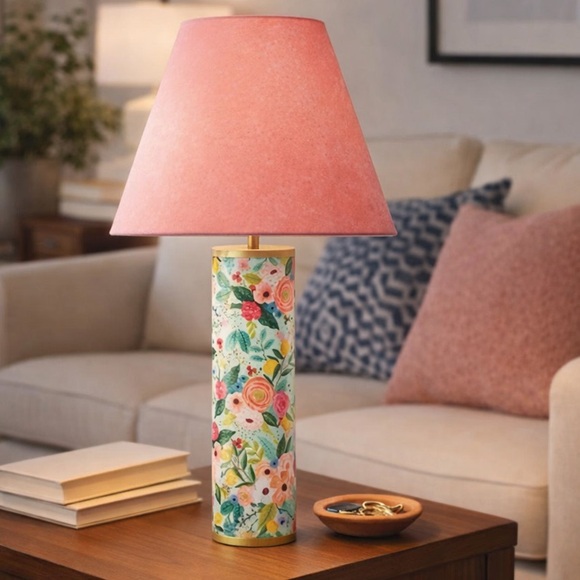Rifle Paper Co x Target Floral Table Lamp Pink Velvet Shade Cottagecore NIB